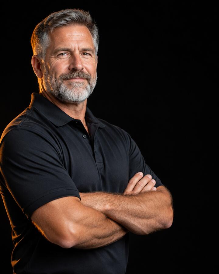 Roofing company owner standing with arms crossed
