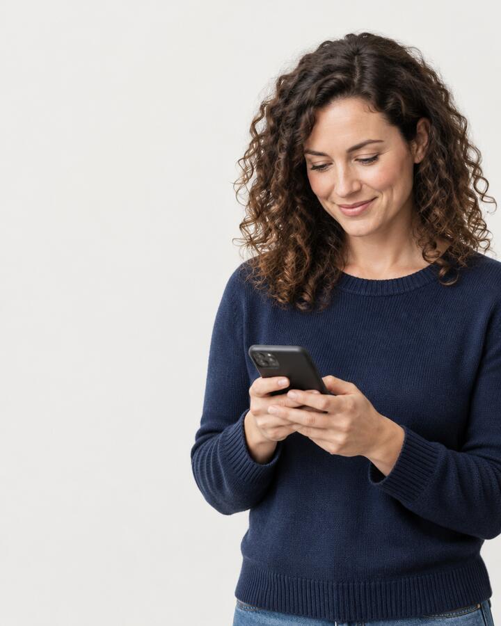 Homeowner searching for a roofer on her phone